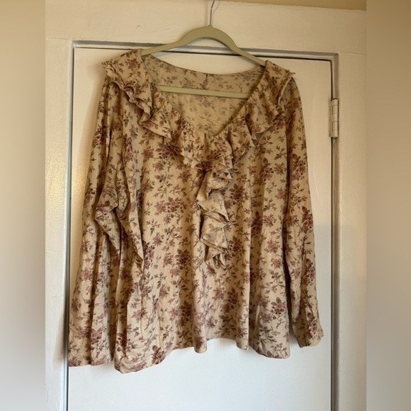 Ralph Lauren floral romantic long sleeve top size XL - Picture 2 of 9